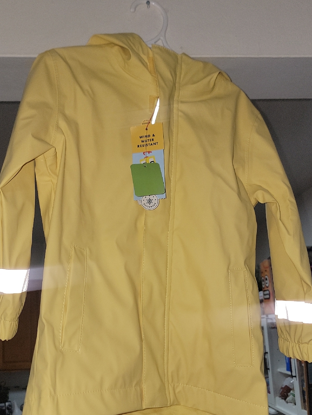 🌦Cat & Jack Yellow Hooded Kids Raincoat Size 3T🌧🌂💛